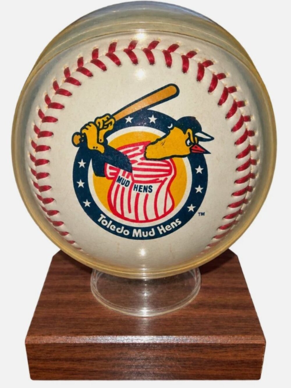 Toledo Mud Hens Baseball + Display Stand | Mascot Signature, Muddy (Vintage)